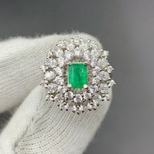 High Quality For Wedding Ring 1CT Emerald Cut Natural Emerald  Diamond 14k Gold