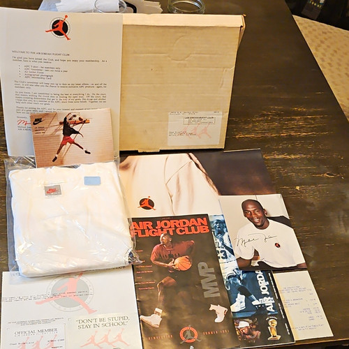 1991 Air Jordan Flight Club Complete Membership Kit, Sealed Nike Shirt MJ