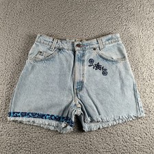 Vtg Levi s 550 Orange Tab Cut Off Shorts 90's Fits 28x2.5 Blue Embroidered