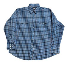 Wrangler Western Shirt Mens 2XL Blue Plaid Pearl Snap Cowboy Rodeo Long Sleeve