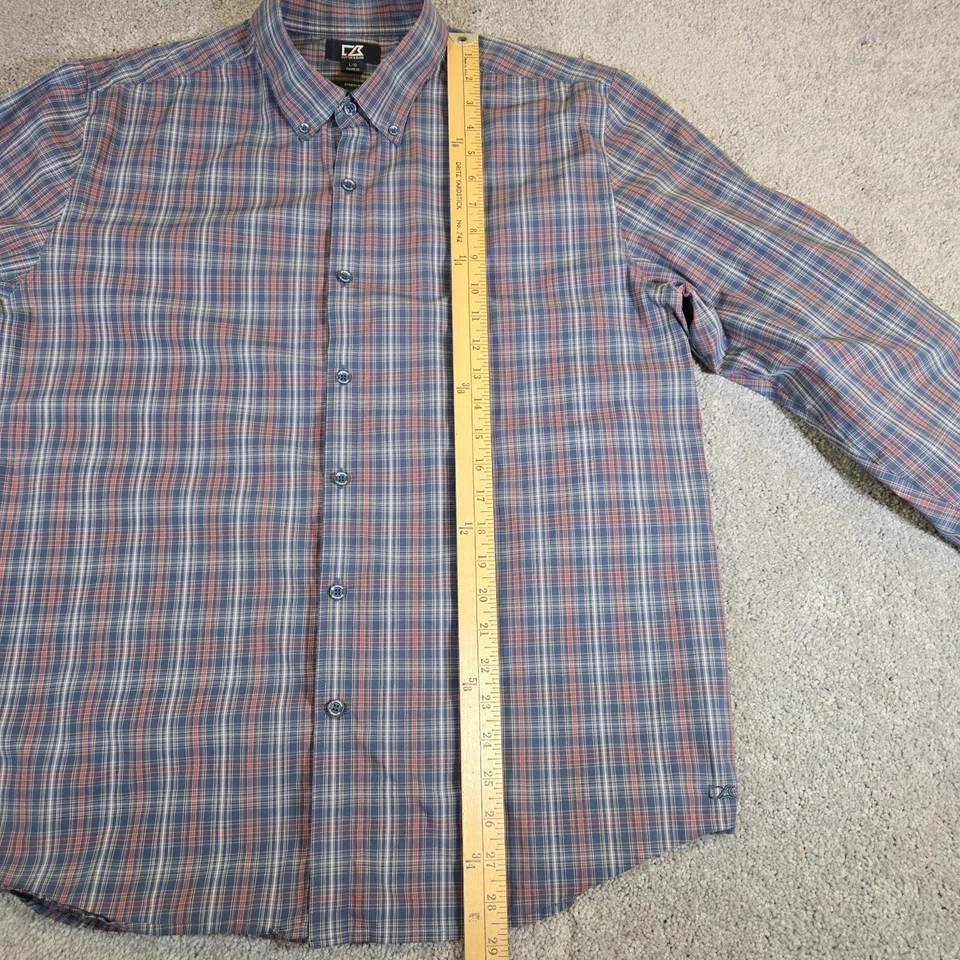 Cutter And Buck Stretch Long Sleeve Button Down Size Lg Dress Shirt Red Plaid - Image 4 of 4