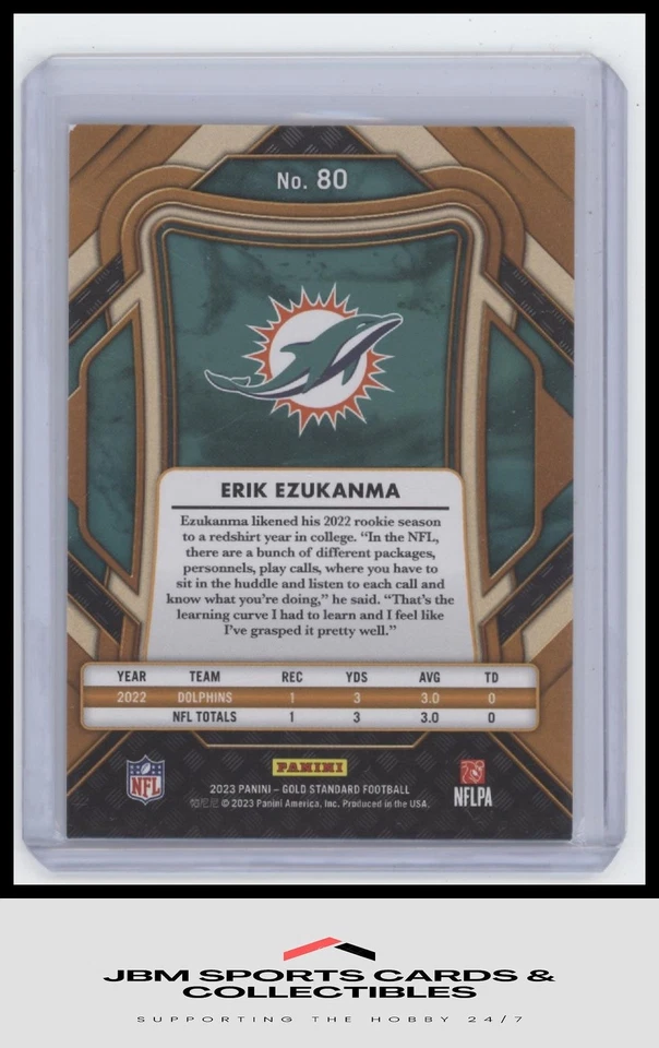 2023 Panini Gold Standard #80 Erik Ezukanma Sapphire #/5 - Image 2 of 2