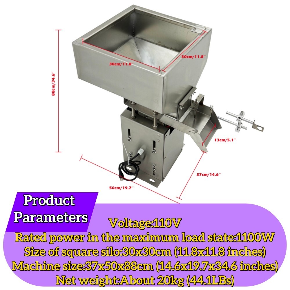 110V Auto Vibrating Feeder w/Square Silo Stainless Steel Vibratory Bowl Feeder
