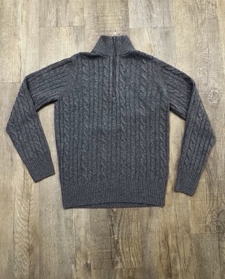 Loro Piana Grey Treccia 1/4 Zip UpSweater Baby Cashmere Size 48Brand New