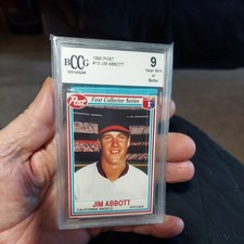 JIM ABBOTT 1990 Post Cereal #13 PSA 9 MLB California Angels - Only 1 Higher!