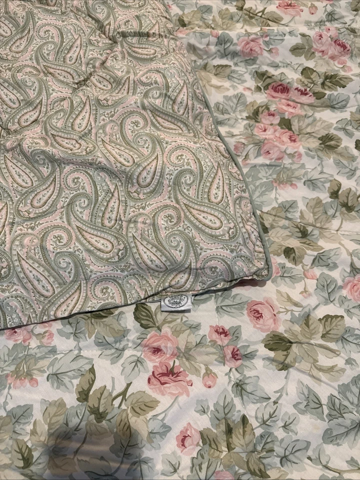 Juego de fundas edredón reversible cachemir reina rosa cabaña verde Laura Ashley de colección Foto 2 de 4