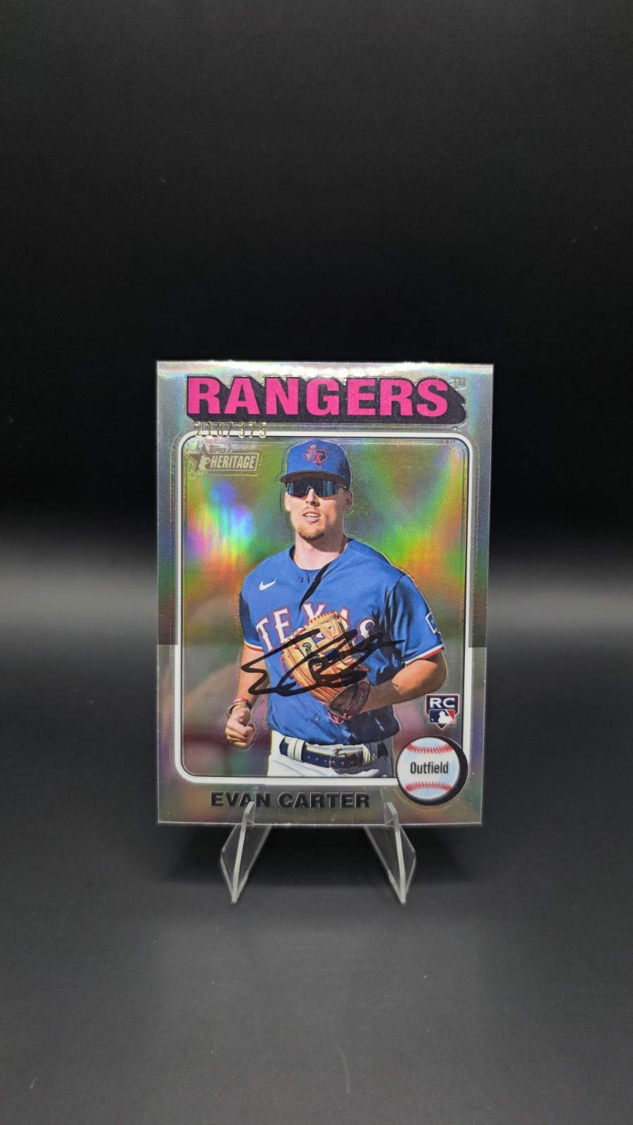 2024 Topps HERITAGE EVAN CARTER SILVER REFRACTOR CHROME /375 Texas RANGERS RC