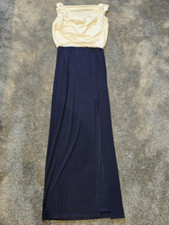 Quiz Evening Dress Womens UK 10 White Navy High Waist Party Occasion