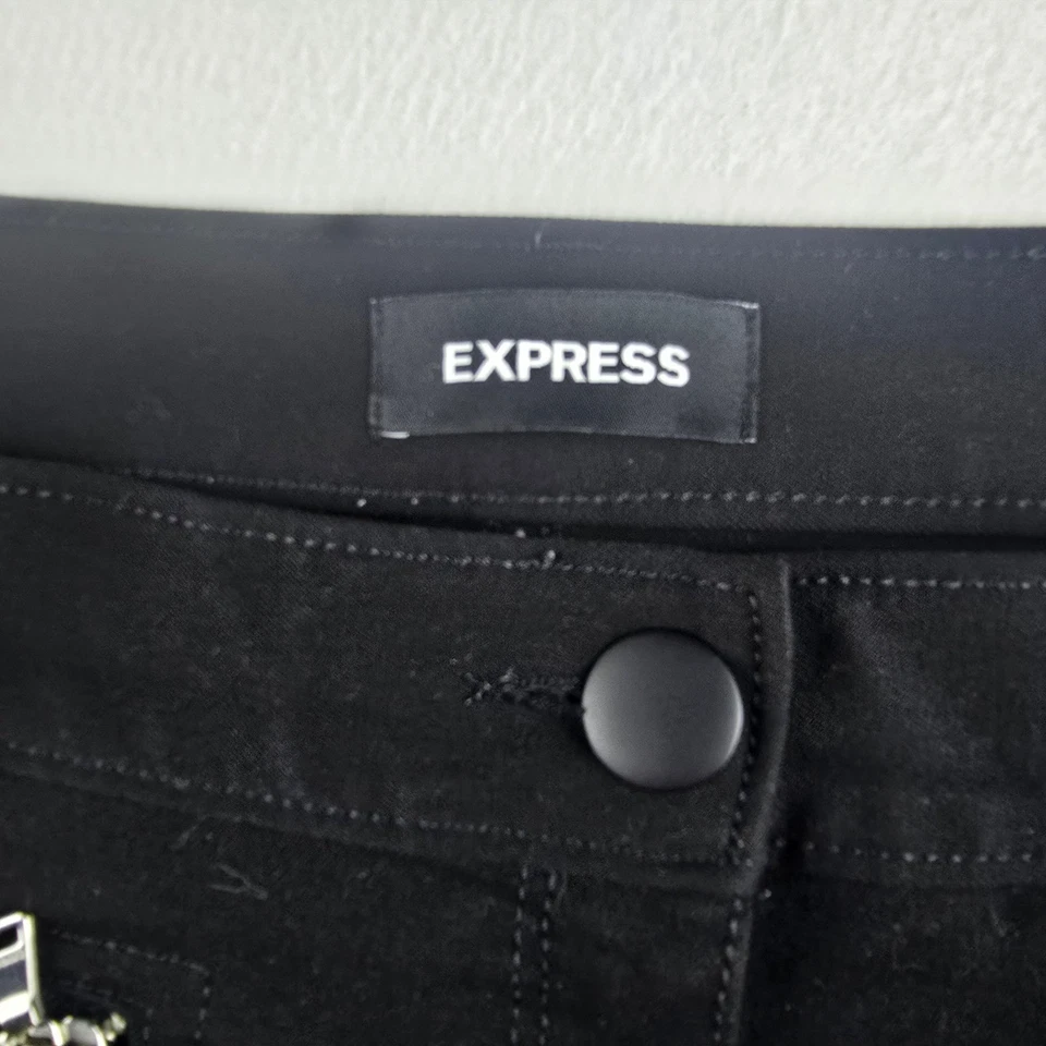 Pantalones al tobillo Express negros de tiro alto con cremallera elásticos talla 8R para mujer Foto 3 de 4