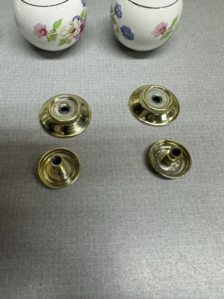 4 perillas de cama de latón con acabados redondos de cerámica de porcelana de 2,5" de diseño floral vintage Foto 4 de 4