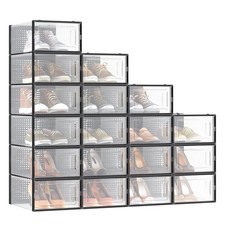 Shoe Storage Boxes Clear Plastic Stackable 13.1x9.1x5.6 SONGMICS Closet