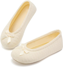Women'S Ballerina Slippers Fuzzy House Shoes Memory Foam with 6.5-7.5 Cream