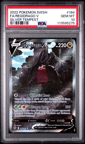 PSA 10 2022 Pokémon TCG Regidrago V 184/195 Silver Tempest Holo
