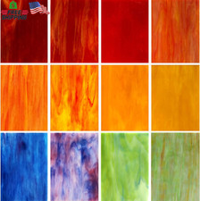 LITMIND 12 Sheets Variety Stained Glass Sheets Pack, 4 X 6 Inch Mosaic Glass Til