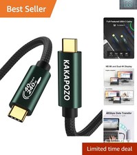 6.6FT USB Type-C Thunderbolt Cable: 40Gbps Data  240W Power Delivery