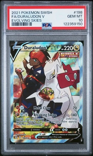 2021 POKEMON SWORD & SHIELD EVOLVING SKIES #198 FULL ART/DURALUDON V PSA 10