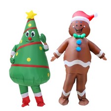 Mevintop 2 Packs Inflatable Gingerbread Man and Christmas Large, Multi-color
