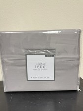 Ashford Solid KING Grey 1500 Thread Count 4 Piece Sheet Set NEW