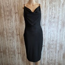 Women's IRIS Black Cowl Neck Midi Dress M NWOT