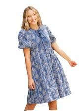 NWT TEXTURED FLORAL PRINT BUBBLE SLEEVE DRESS 2XL