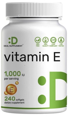 Vitamin E Supplements, 1,000 IU Per Serving, 240 240 Count (Pack of 1) 