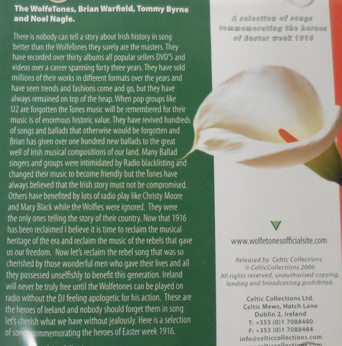 The Wolfe Tones - 1916 Remembered The Easter Rising (2006) CD - Imagen 3 de 6
