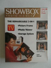 NEW SHOWBOX PHOTO VIEWER HOLDS 40 4"X6" PHOTOS COLOR: CHARCOAL 3-IN-1