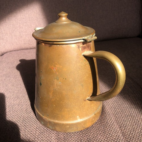 Vtg Tagus Slanted Copper Tea Pot Kettle Hinged Lid Brass Handle Farmhouse Style - Picture 7 of 13