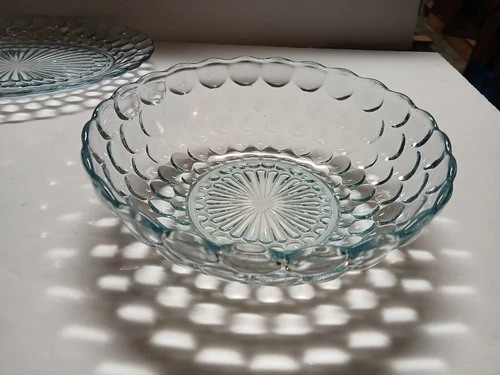 Vintage Anchor Hocking Sapphire/Ice Blue Bubble Glass 8.25” Serving bowl
