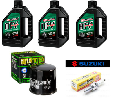 FOR SUZUKI VINSON 500 4X4 2004-2007 ENGINE OIL FILTER CHANGE NGK MAINTENANCE KIT