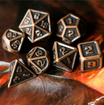 Copper Mini Metal 7 Dice Set - Polyhedral RPG DnD Dungeons and Dragons AD&D d20