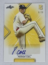 2021 LEAF PERFECT GAME YELLOW PARKER COIL PAPER RC AUTO # 8/20