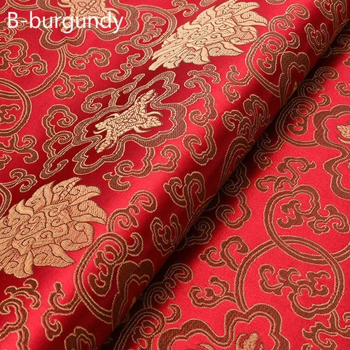 Costume costume cinese seta raso tessuto floreale tang vestito cheongsam al metro rosso - Foto 33 di 45