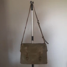Military Style Olive Canvas Messenger Bag With Sholder Strap And Closer Straps
