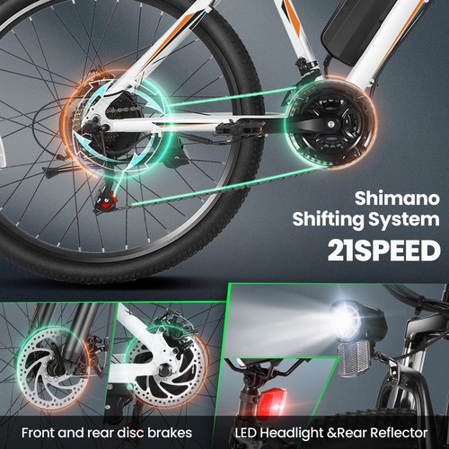 500W Electric Bike for SALE,26'' Mountain Bike 21Speed Commuter Ebike 48V Motor^ - Picture 37 of 54
