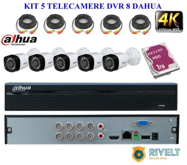 Kit Videosorveglianza Dahua 5 Telecamere 4 MP XVR 8 CANALI 5 MP HARD DISK 1TB