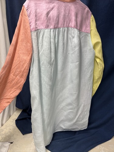 Lands End Leinen Colorblock Knopfleiste Cover Up Tunika Large - Bild 8 von 18