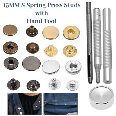 15 mm S Feder Druckknöpfe Druckknöpfe mit Befestigung Handwerkzeuge Jacken Mäntel