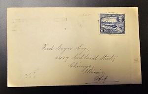 BRITISH GUIANA 1936 Cover KGV 6c Stamp Sent to Chicago Illinois Boston Postmark