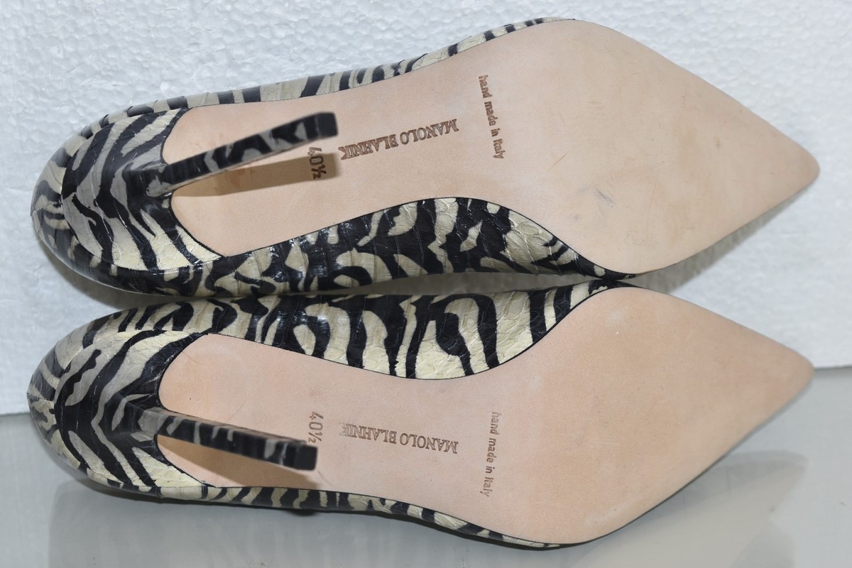 Escarpins Manolo Blahnik BB STRAP 115 En Autruche Blanche – Taille 41, Rare !