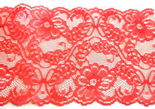 Red Floral Flat Lace 10 Yards x 5-1/4" Wide -  20 NEW