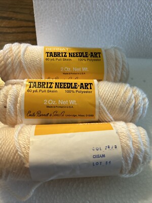Bernat Tabriz Needle-Art Polyester Yarn 3 Skeins 2 Oz Each Color CREAM ...