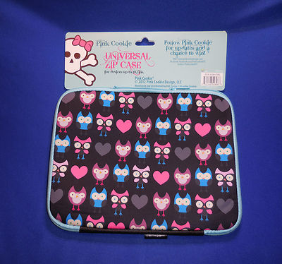 Tablet Case Up To 10.1 In. Universal Zip Case Padded OWL Pink Cookie