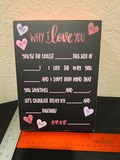NEW VALENTINE'S DAY LOVE BLACK, PINK WOOD BOX SIGN  7.5" X 5.5"