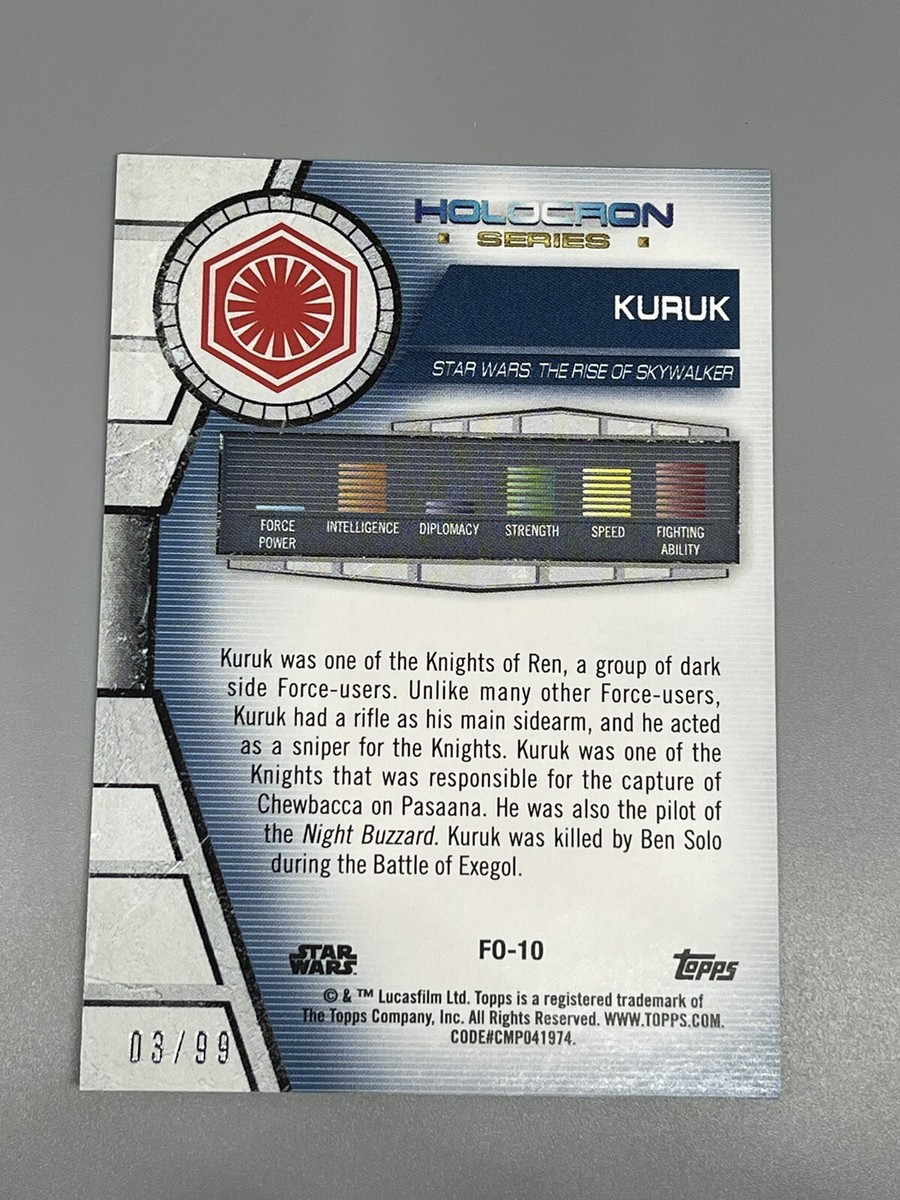 Kuruk 2020 Topps Star Wars Holocron /99 Orange Parallel #FO-10 | eBay