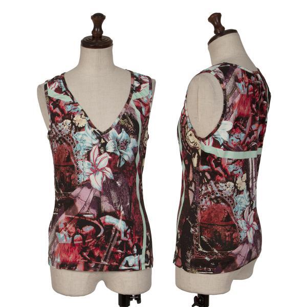 Jean Paul GAULTIER Graphic Printed V Neck Tank Top Size 40(K