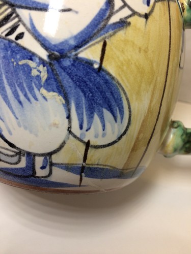 Majolica Pottery Coffee Mug Italy Numbered Collectible Rabbit Hunting Hunter - Picture 8 of 8