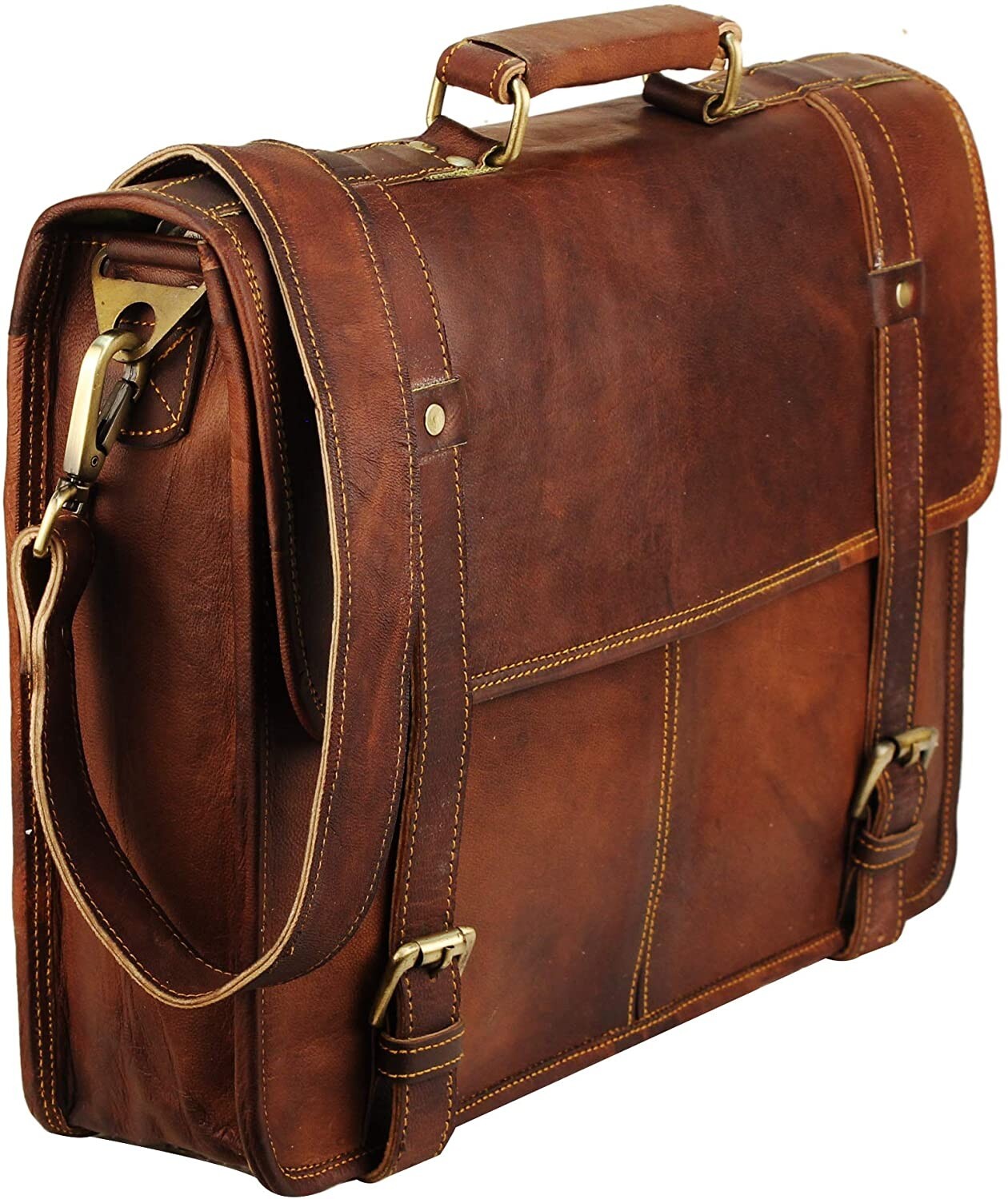 New Leather Computer Shoulder Briefcase Bag | Brown Vintage Leather Laptop Bag