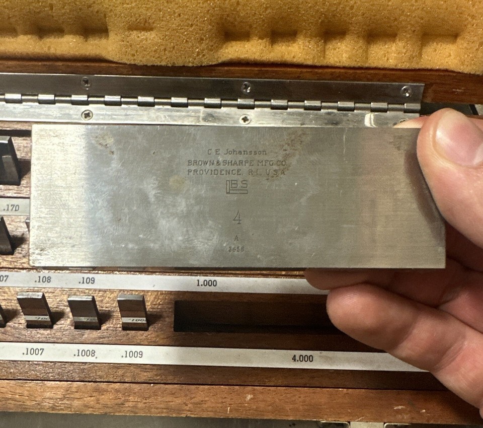 Brown & Sharpe C. E. Johansson Gage Block Set with Wooden Box Vintage A