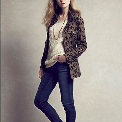 Anthropologie Tabitha Leopard Print Knit Utility Jacket Size XS